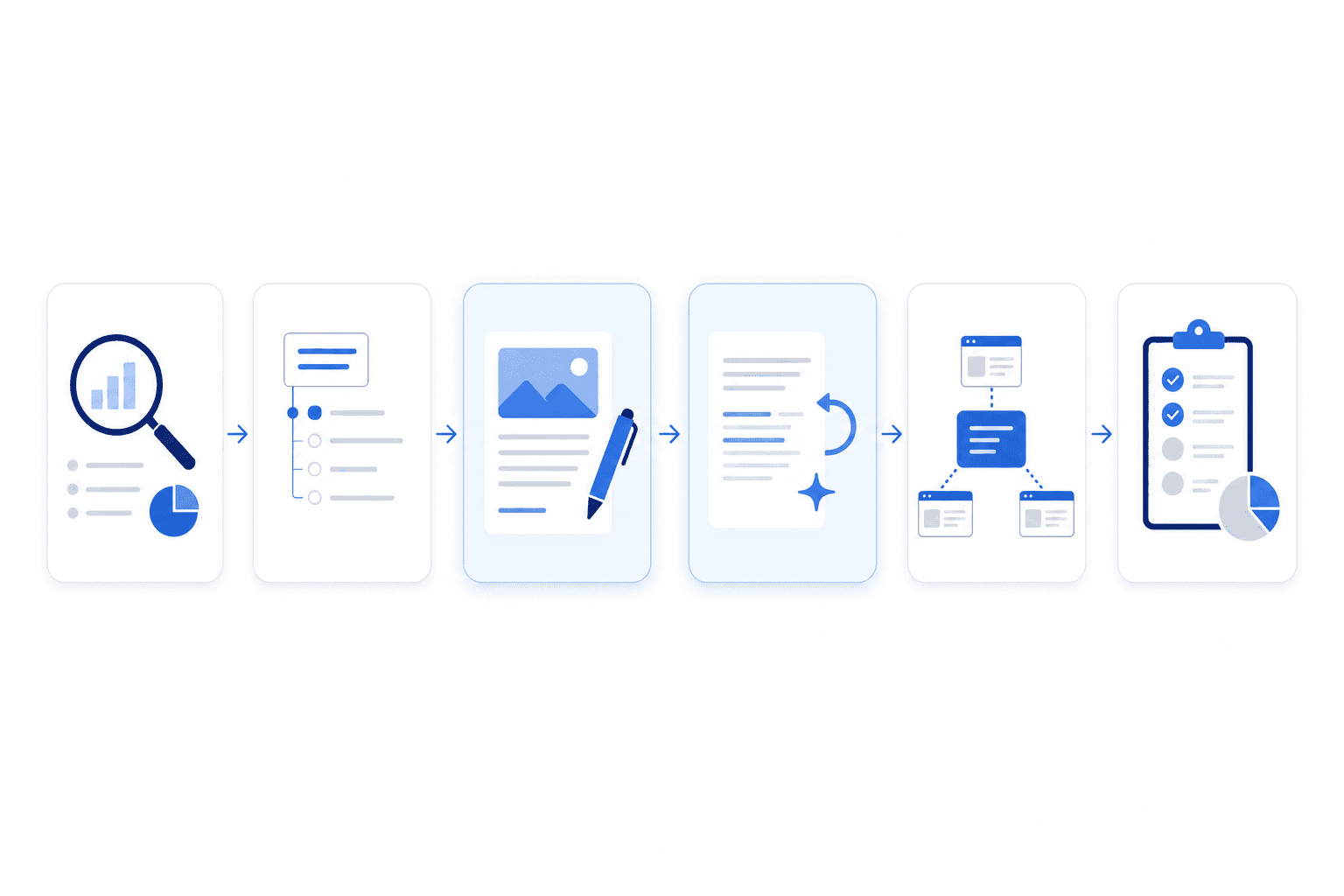 SEO業務の工程別AI活用マップを示した図