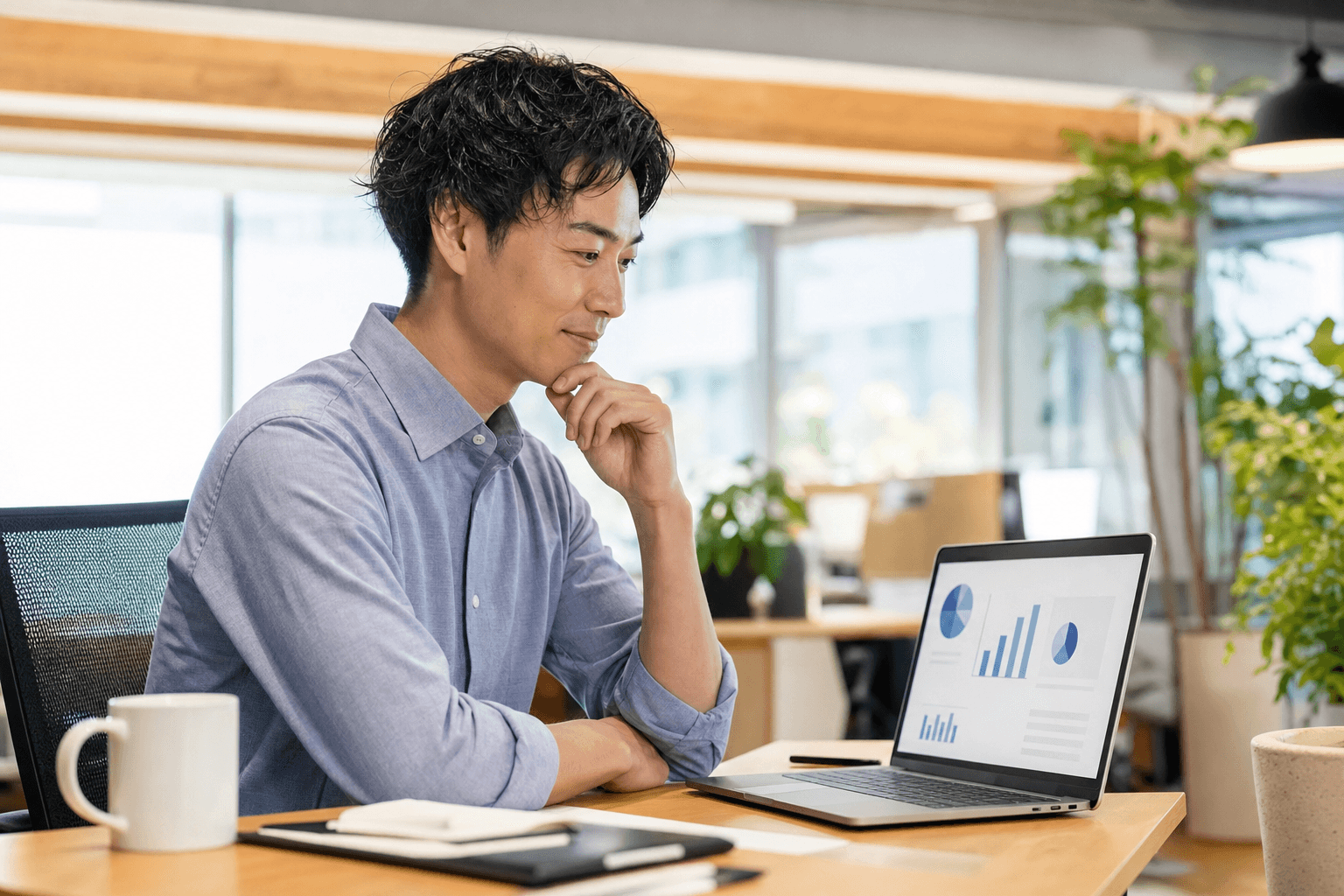 データ分析結果を確認するマーケティング担当者
